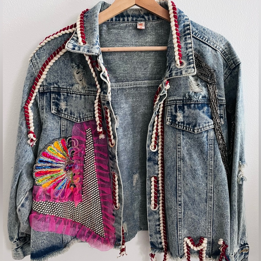 Embroidered Embellished Denim Jacket